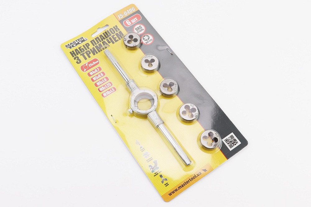 Набір плашок з тримачем d-M4/M5/M6/M8/M10 15-0406 Київ - фото 2