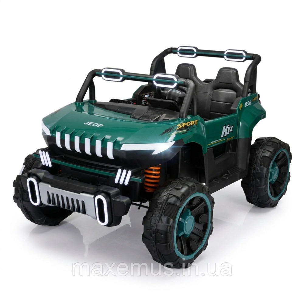 Детский электромобиль джип Spoko SP-8688 Зеленый (Полный привод 4х4, 2 местный, пульт р/к, 12V, Bluetooth) Мостиска - изображение 8