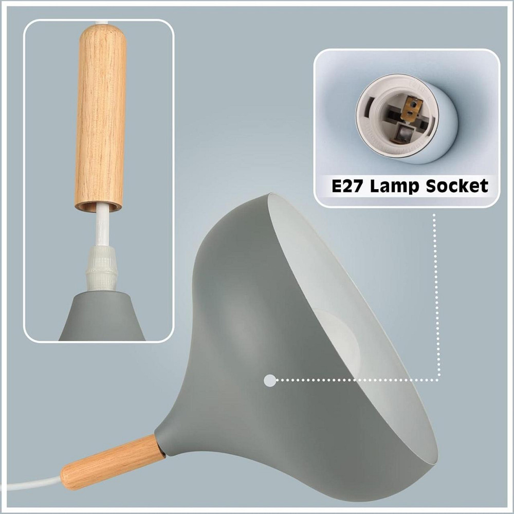 Підвісні світильники iDEGU 2 шт, лампа E27 для кухні, кафе, бару, ретро лофт світильник, метал дерево Київ - фото 5