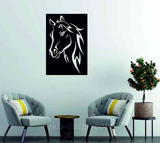 Декоративное настенное Панно «Лошадь», Декор на стену 70*47 см, Черный Киев