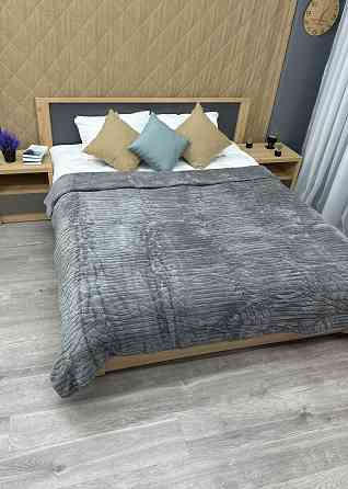 Плед 200х230 см (+-10см) на овчині "Косичка" колір сірий (87-305) Київ