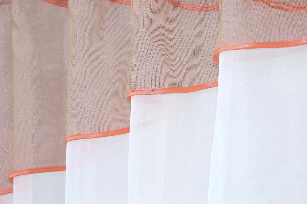 Кухонні штори VR-Textil № 091к з ламбрекеном і підв'язками персиковий з білим 260х170 см (59-774) Київ - фото 4