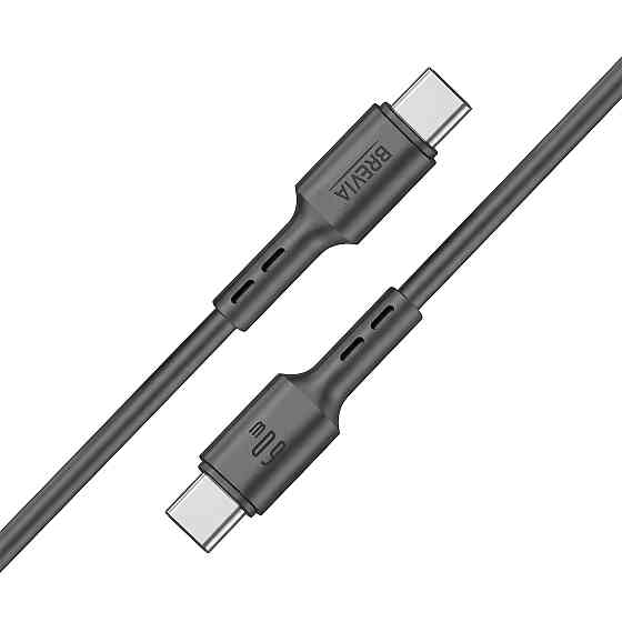 Кабель Brevia Type-C to Type-C 60W 1м, чорний ZIP (51100BCCZ1) Львів