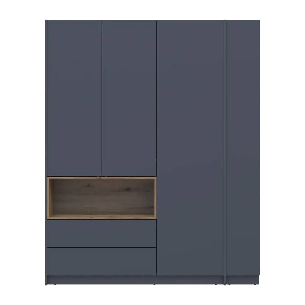 Шкаф для одежды с нишей и этажеркой Doros Дейл Графит/Дуб Эвок 3 ДСП 178х52х220 DRS-011725 (44900337) Львов - изображение 3