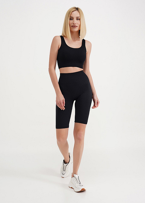 Велосипедки бесшовные в рубчик Giulia с пуш-ап эффектом TRACKS RIB SHAPE black (черный) Киев - изображение 1