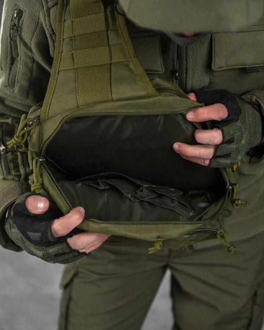 Сумка-слінг тактична з однією лямкою SILVER KNIGHT 8 л oliva ВТ6393 Одеса - фото 4