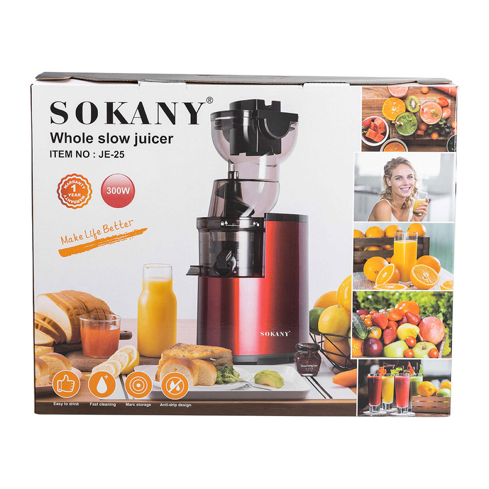 Sokany Соковижималка шнекова для томатів 300 Вт 2 швидкості Червоний Sokany JE-25 Коломыя - изображение 9