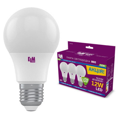 Лампочка ELM B60 12W PA10S E27 4000K 3шт. (18-0184) Вінниця - фото 1