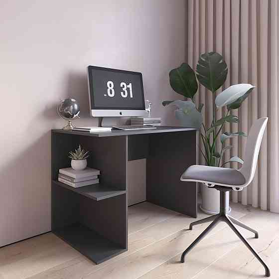 Компьютерный стол VAYS D-7 Антрацит, письменный, с полками налево, ЛДСП, 100×60×76 см - для дома, офиса, учеба6 Львов