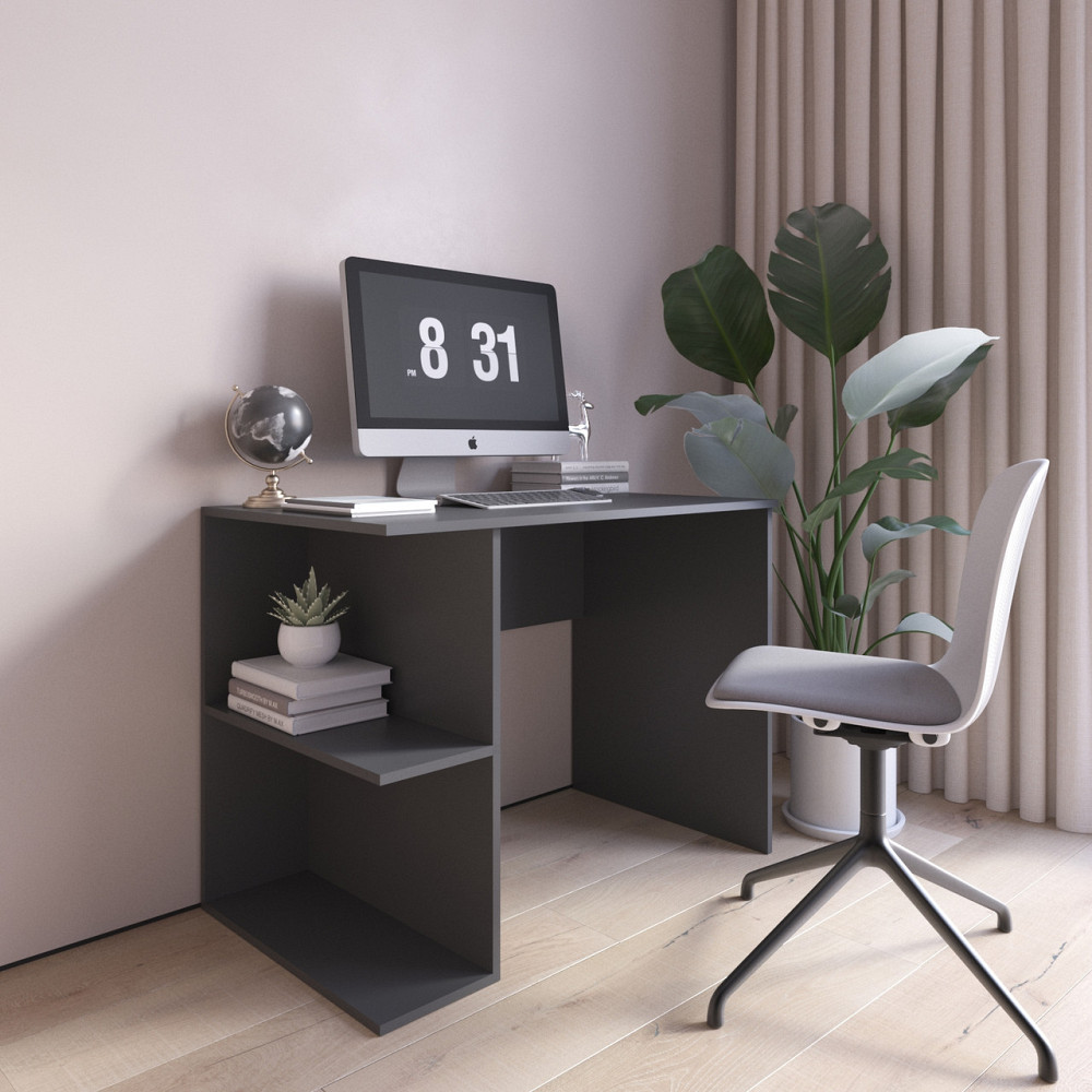 Компьютерный стол VAYS D-7 Антрацит, письменный, с полками налево, ЛДСП, 100×60×76 см - для дома, офиса, учеба6 Львов - изображение 1