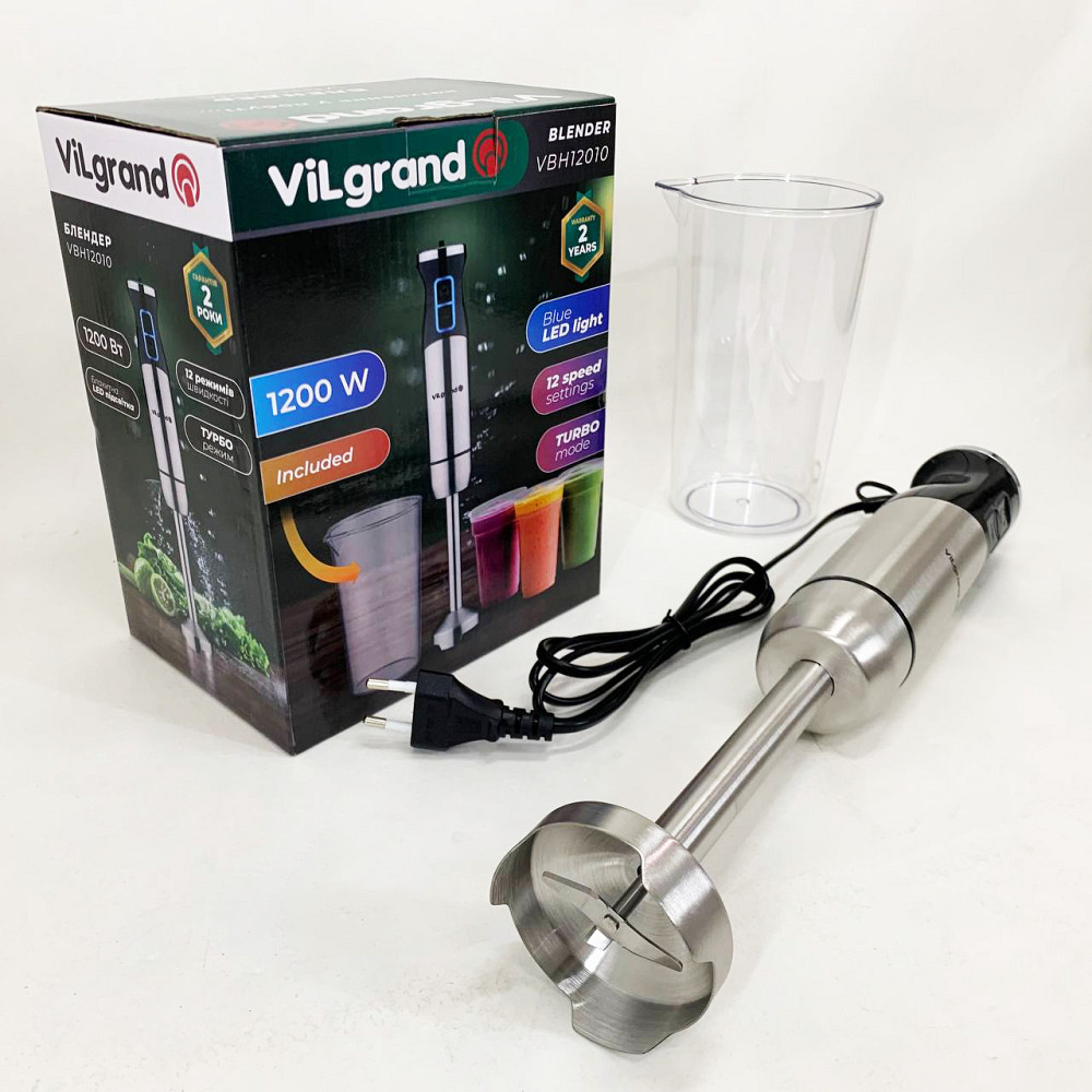 Кухонный комбайн металлический VILGRAND VBH12010 1200 Вт, Портативный блендер измельчитель SD-15 Львов - изображение 4