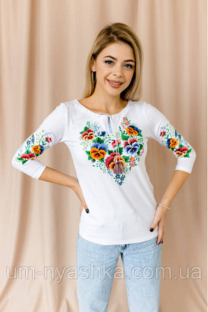 Вишиванка жіноча трикотажна з рукавом 3/4 "Анютка" Кривий Ріг - фото 2