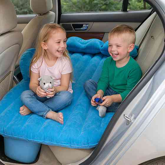 Матрац надувний у машину з насосом (135x80 см) Синій SBR Київ