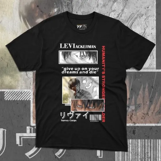 Футболка для подростка мальчика с принтом Атака Титанов Леви Акерман 5 Размер 160 Anime10765 Днепр