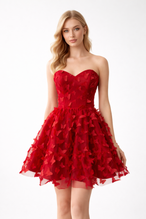 Жіноче романтичне вечірнє плаття з метеликами Червоний, M Одеса