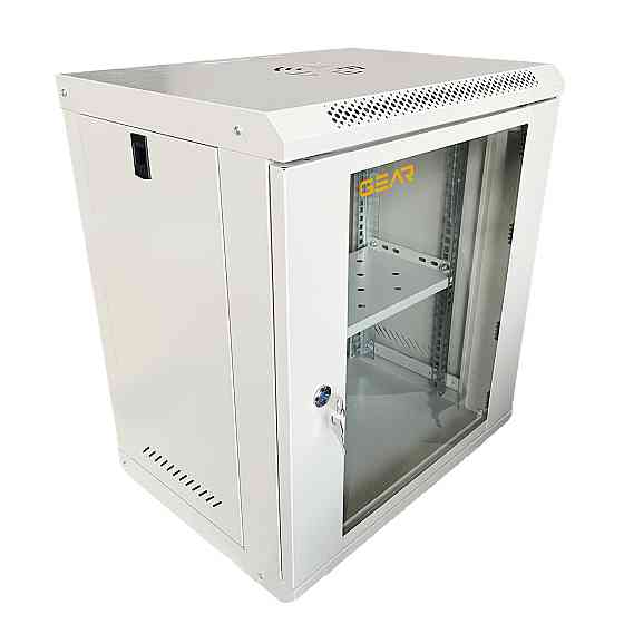 Шкаф настенный серверный GEAR 12U 600x600х600 мм серый с полкой (GWMSN-12U-600-600G) Киев