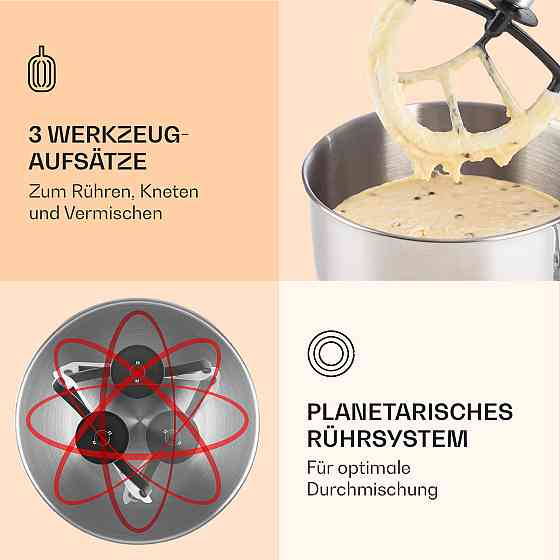 Кухонний комбайн Bella 2000 Вт/2,7 л.с., 5 л, неіржавка сталь, не містить BPA, жовтогарячий (Німеччина, Рівне