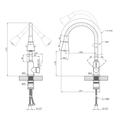 Смеситель Kroner Klassisch-ESG031BLK (CV035371) Винница - изображение 8