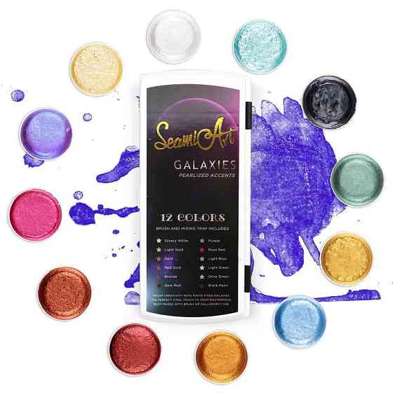 Фарби акварельні з перламутром (металік) для малювання 12 кольорів, перламутрові фарби, що переливаються Кам'янець-Подільський