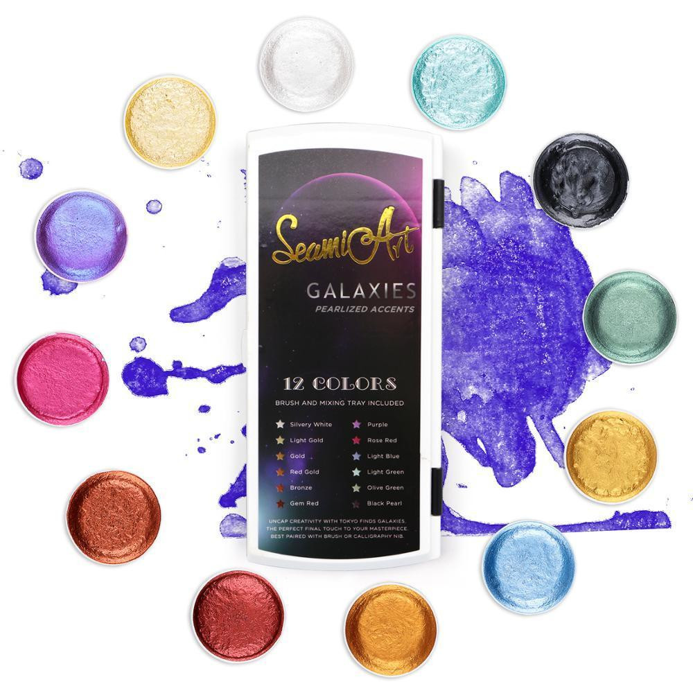 Фарби акварельні з перламутром (металік) для малювання 12 кольорів, перламутрові фарби, що переливаються Кам'янець-Подільський - фото 5