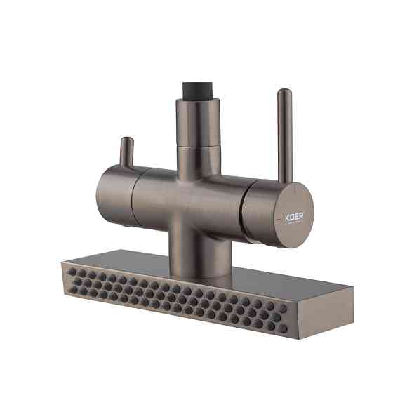 Кухонний змішувач Koer KB-74027-07 з функцією водоспаду та чорним силіконовим виливом (KR5203) Харків