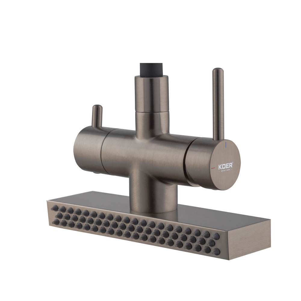 Кухонний змішувач Koer KB-74027-07 з функцією водоспаду та чорним силіконовим виливом (KR5203) Харків - фото 2