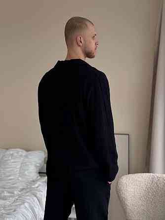 Чоловічий домашній костюм з муслінової тканини на ґудзиках Чорний XS/S Харків