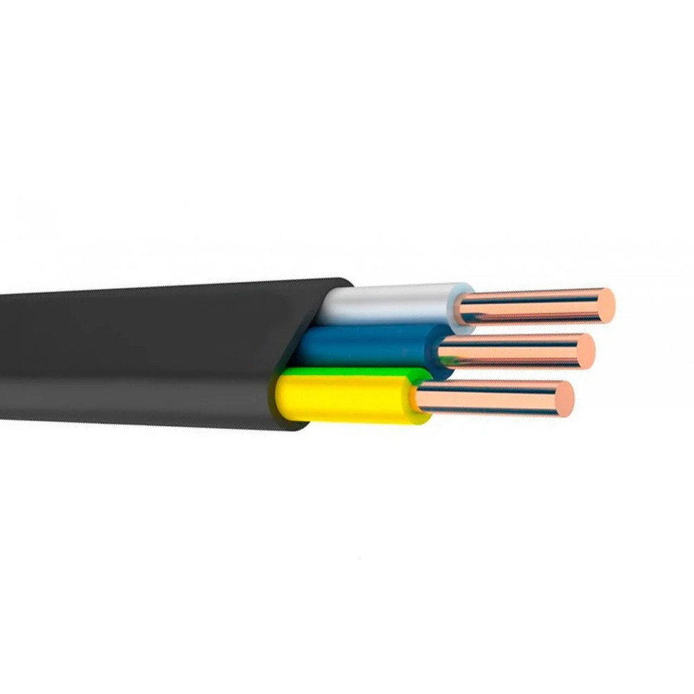 Кабель силовий мідний ЗЗКМ ВВГ-П нг 3x2.5 чорний не поширює горіння (1 метр) Київ - фото 1