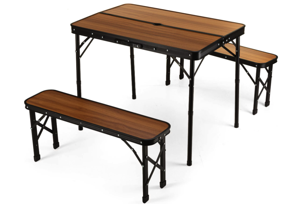 Стіл туристичний розкладний Outtec + 2 лавки коричневий Киев - изображение 1