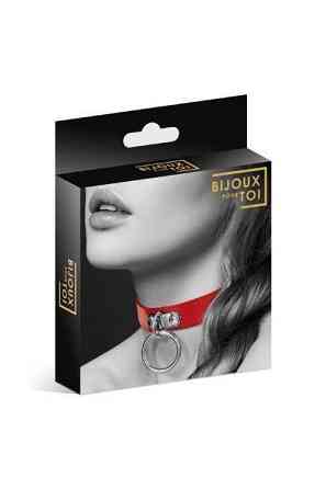 Чокер з кільцем для повідця Bijoux Pour Toi - FETISH Red, екошкіра Sex Aura Київ