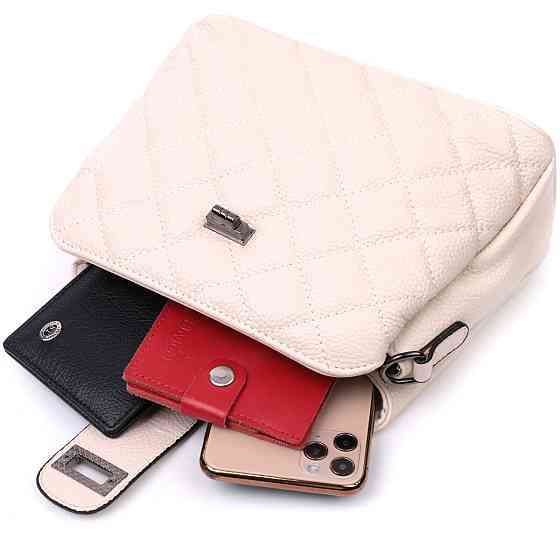 Вишукана сумка для стильних жінок із натуральної шкіри Vintage 22414 Біла Київ