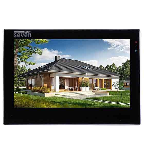 Комплект Wi-Fi домофона 7 дюймов с вызывной панелью со считывателем карт в офис SEVEN DP-7577/02Kit black Киев