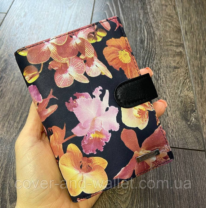 Женская кожаная обложка на авто документы с принтом цветы Mario Veronni Киев - изображение 6