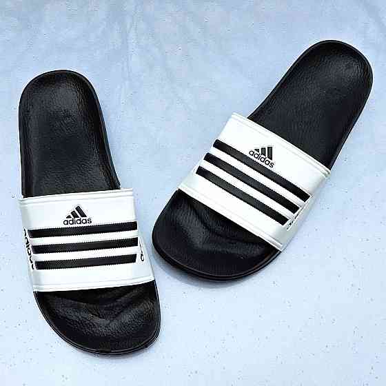 Мужские Белые Шлёпанцы Adidas Черные Сланцы Тапочки Адидас (размеры: 41,42,43,45) Днепр