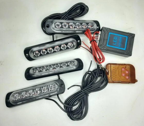 Стробоскоп під решітку 4шт по 6LED I-BS-1-4-6LED-Blue з пультом 12-24V Вінниця