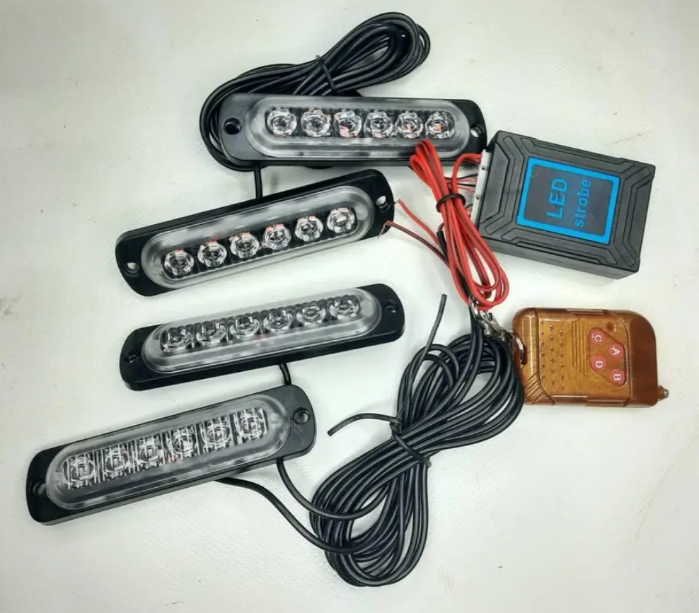 Стробоскоп під решітку 4шт по 6LED I-BS-1-4-6LED-Blue з пультом 12-24V Вінниця - фото 1
