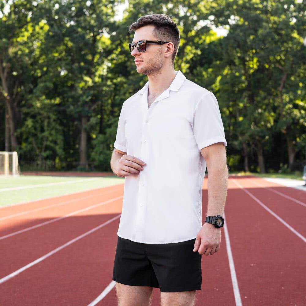 Мужская рубашка c коротким рукавом белая Pobedov Dejavu Киев - изображение 4