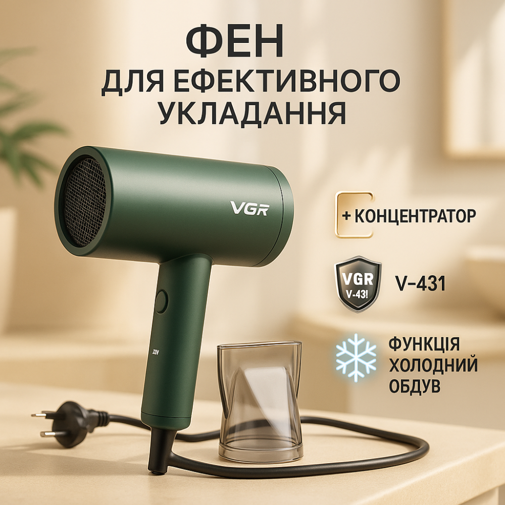 Фен для волосся з режимами VGR, Професійний фен з іонізацією і термозахистом Жіночий для волосся RA-66 Львів - фото 20
