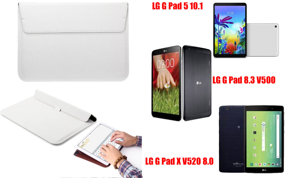 Чохол-конверт VitoCase для LG G Pad 5 10.1, Pad 8.3, Pad X 8.0, з функцією підставки для планшета Білий Київ - фото 1