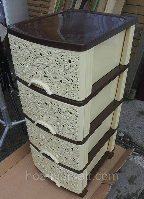 Комод ажурний на 4 ящики бежево-коричневий Харків - фото 2