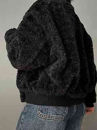 Шуба женская Lady Yep 10016 мех тедди бомбер короткая оверсайз черная, черный, 44 Киев