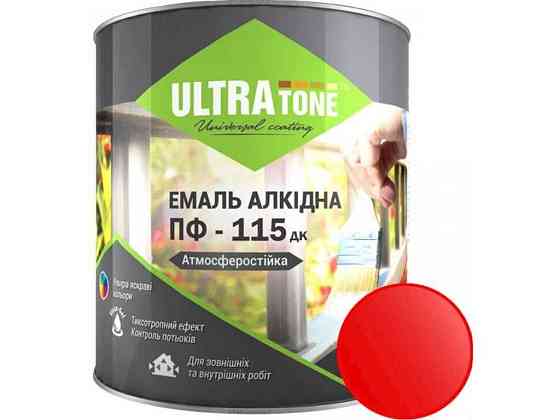 Эмаль алкидная ПФ-115 красный 0,9кг ТМ ULTRA TONE Киев