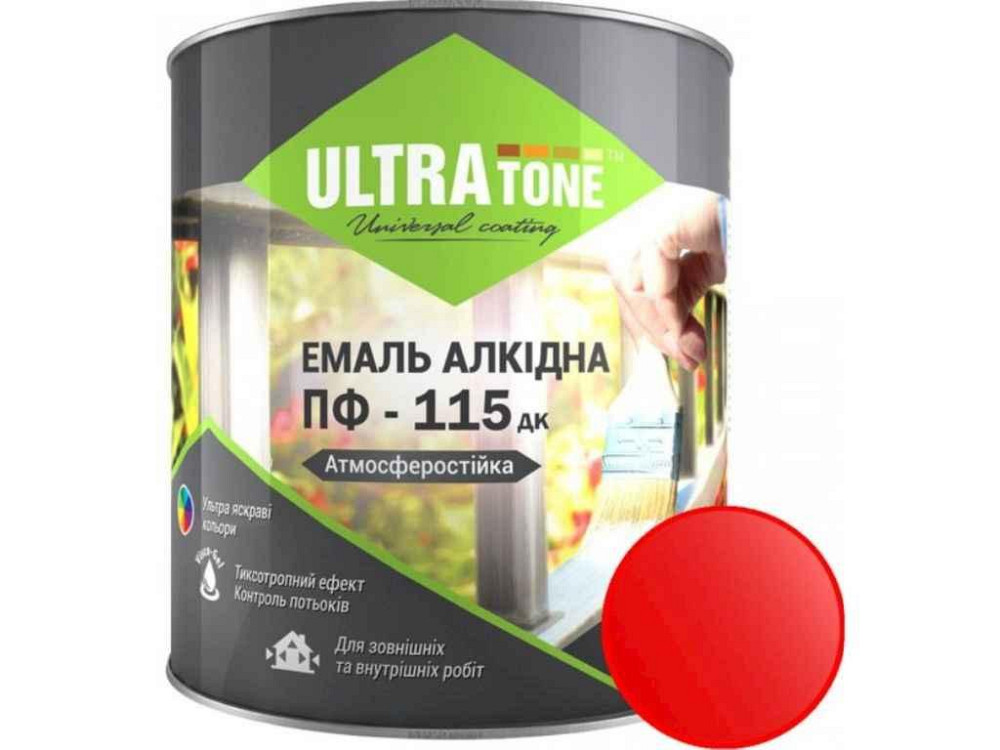 Эмаль алкидная ПФ-115 красный 0,9кг ТМ ULTRA TONE Киев - изображение 1
