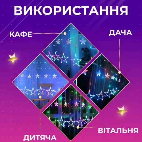 Гірлянда-штора LED "Зірка та Ялинка" 120 LED 3х0,9 м Київ