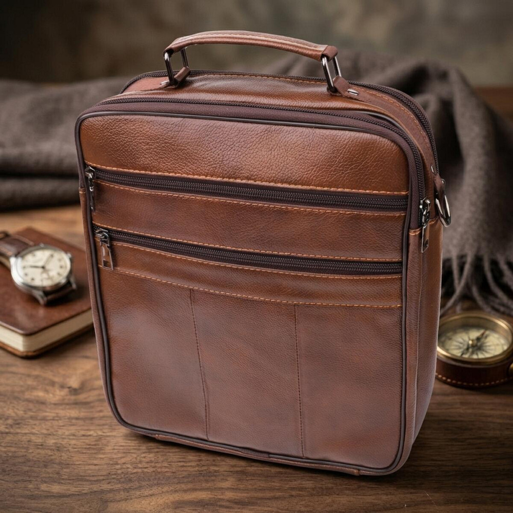 Сумка для мужчин с ручкой для переноса в руке из натуральной кожи Vintage 23028 Коричневый Киев - изображение 14