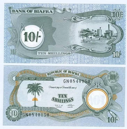 Биафра / Biafra 10 Shillings (1968-69) Pick 4 UNC Полтава - изображение 1
