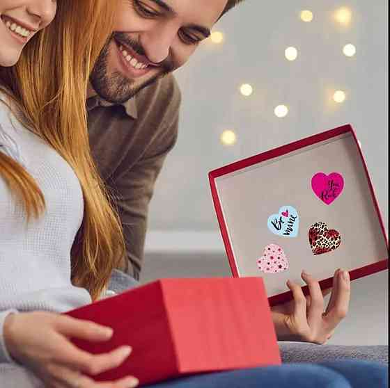 Наліпки сердечка 500 шт 10 дизайнів – стікери для пакування Київ