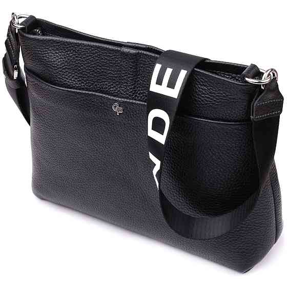 Жіночий шоппер 2 в 1 із натуральної шкіри GRANDE PELLE 22881 Чорний Київ