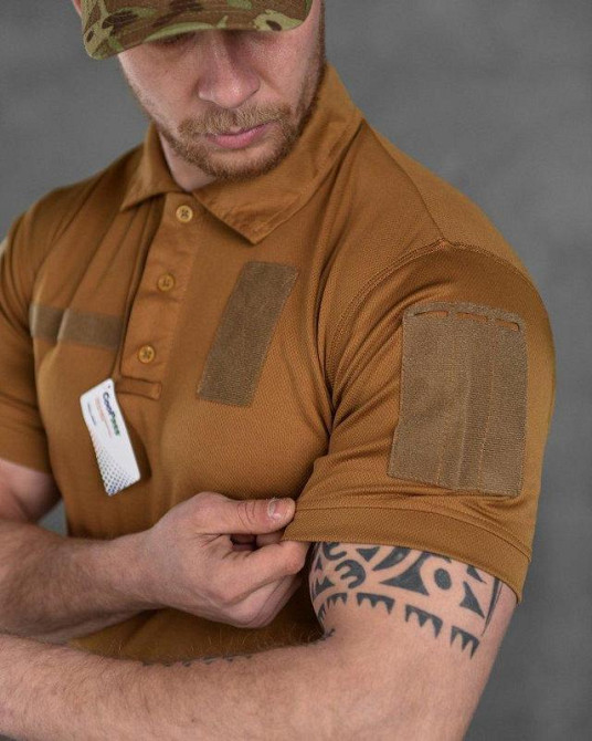 Поло тактическая мужская футболка с липучками под шеврона кайот Одесса - изображение 5