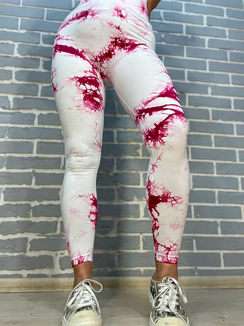 Лосини жіночі LADY HUREM 18160 мармурові пуш-ап широкий пояс утягуючі білі, білий, M-L Київ - фото 1